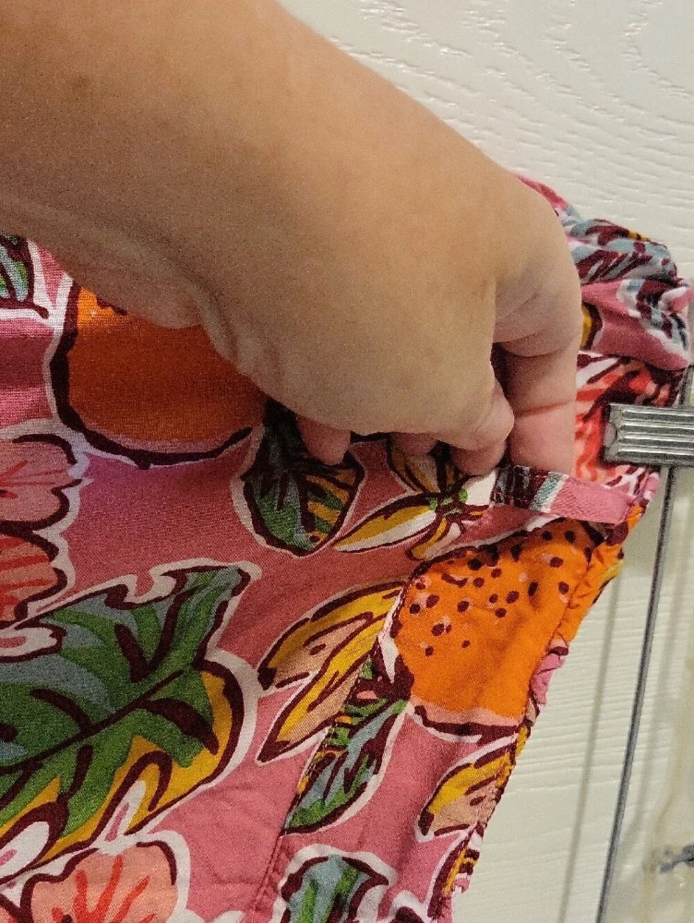 Pink Floral Wide-Leg Tropical-Print Pants